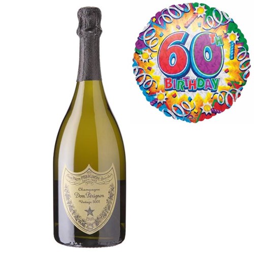 Buy And Send Dom Perignon Brut Champagne and 60th Birthday Balloon Gift Online